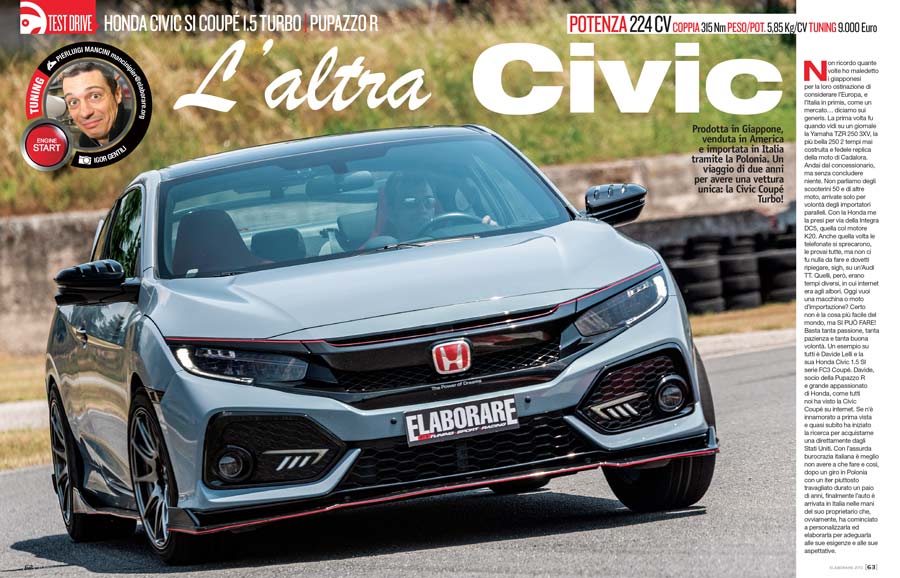 Honda Civic Coupé 1.5 Turbo test drive sul magazine Elaborare 270