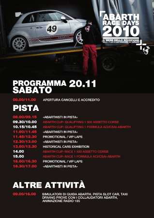 Programma sabato Abarth Race Days 2010